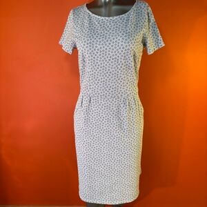 Boden Phoebe Gray & Blue Tiny Flower Patterned Midi Dress